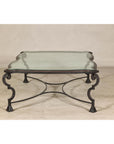 Midcentury Wrought Iron Coffee Table with Beveled Glass Top, 1940s-1960s