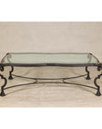 Midcentury Wrought Iron Coffee Table with Beveled Glass Top, 1940s-1960s