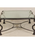 Midcentury Wrought Iron Coffee Table with Beveled Glass Top, 1940s-1960s