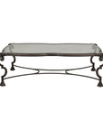 Midcentury Wrought Iron Coffee Table with Beveled Glass Top, 1940s-1960s