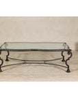 Midcentury Wrought Iron Coffee Table with Beveled Glass Top, 1940s-1960s