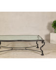 Midcentury Wrought Iron Coffee Table with Beveled Glass Top, 1940s-1960s