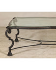 Midcentury Wrought Iron Coffee Table with Beveled Glass Top, 1940s-1960s