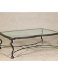 Midcentury Wrought Iron Coffee Table with Beveled Glass Top, 1940s-1960s