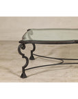 Midcentury Wrought Iron Coffee Table with Beveled Glass Top, 1940s-1960s