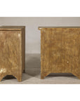 Pair of Distressed Vintage Nightstands with Subtle Brown and Green Patina