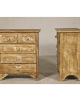 Pair of Distressed Vintage Nightstands with Subtle Brown and Green Patina