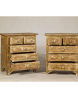 Pair of Distressed Vintage Nightstands with Subtle Brown and Green Patina