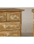 Pair of Distressed Vintage Nightstands with Subtle Brown and Green Patina