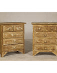 Pair of Distressed Vintage Nightstands with Subtle Brown and Green Patina