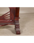 Antique Dutch Colonial Teak Pier Console Table with Carved Details and Sunburst