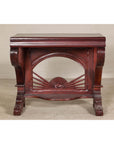 Antique Dutch Colonial Teak Pier Console Table with Carved Details and Sunburst