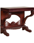Antique Dutch Colonial Teak Pier Console Table with Carved Details and Sunburst