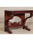 Antique Dutch Colonial Teak Pier Console Table with Carved Details and Sunburst