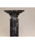 Vintage Black Marble Column Pedestal with White Veining, Sold Individually