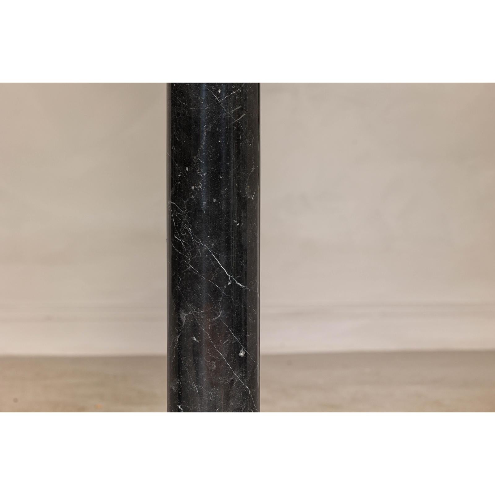 Vintage Black Marble Column Pedestal with White Veining, Sold Individually
