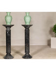 Vintage Black Marble Column Pedestal with White Veining, Sold Individually