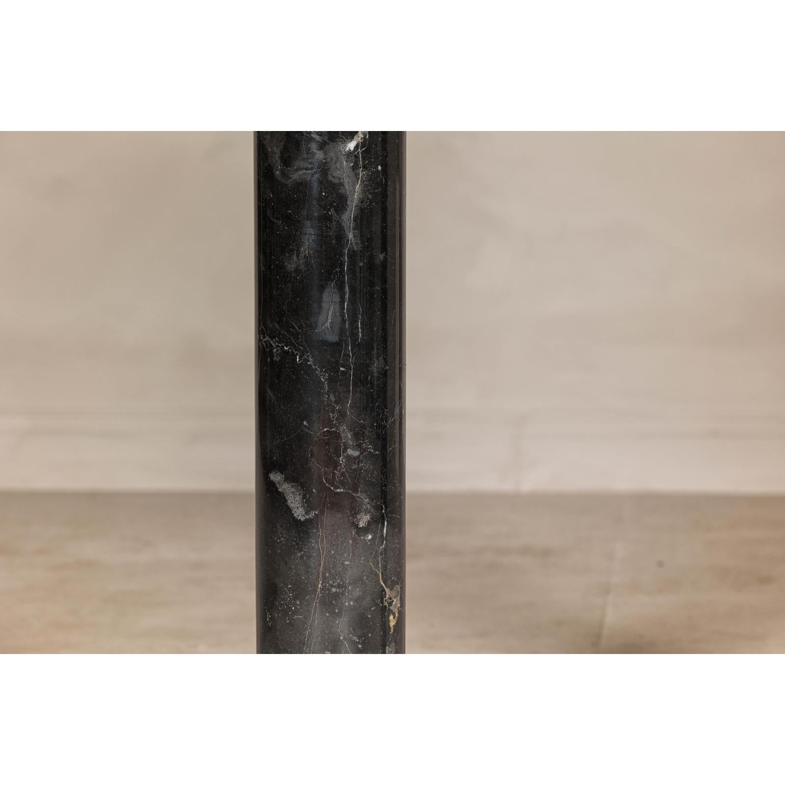 Vintage Black Marble Column Pedestal with White Veining, Sold Individually
