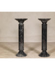 Vintage Black Marble Column Pedestal with White Veining, Sold Individually