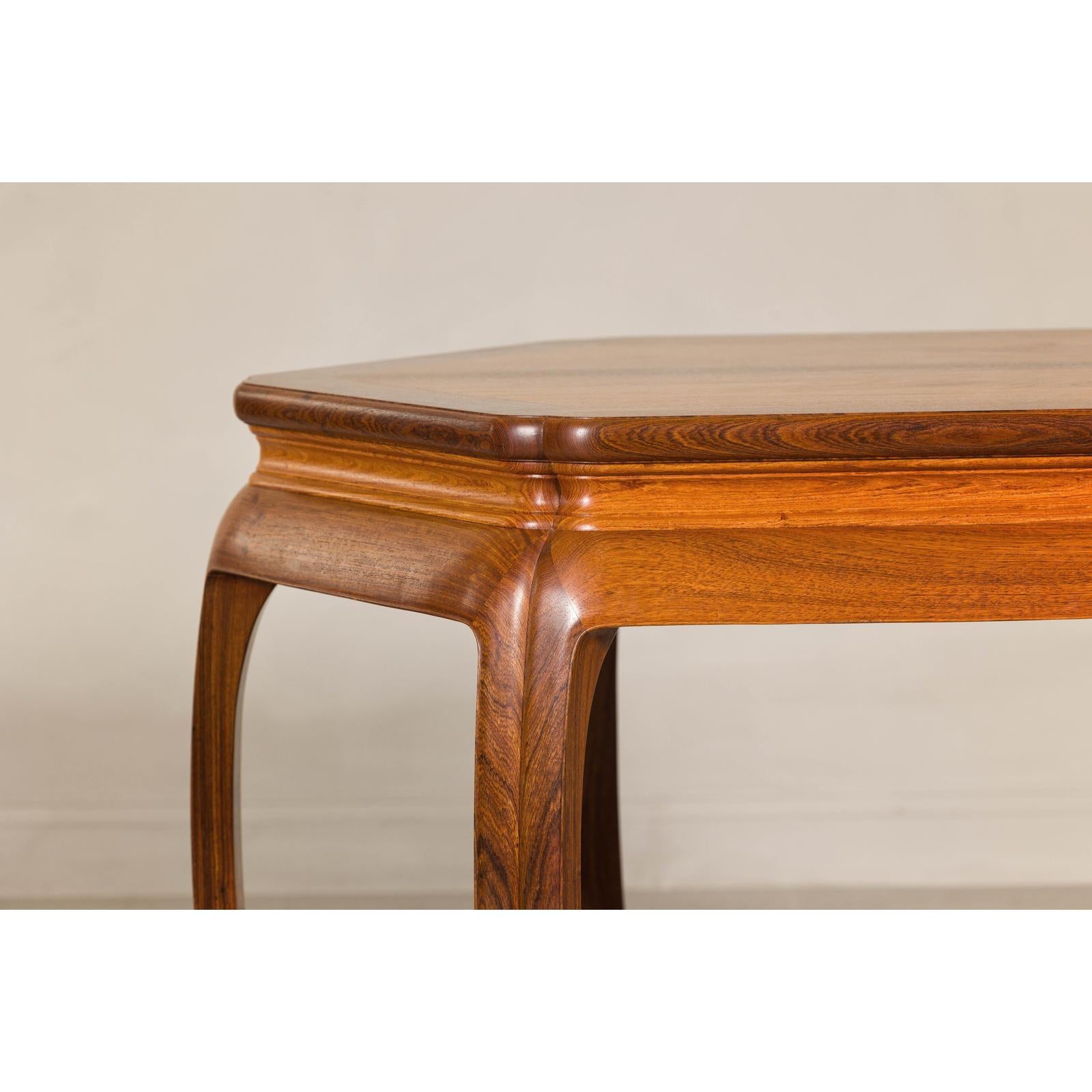 Hexagonal Elm Wood Center Table with Sculptural Open Frame Design