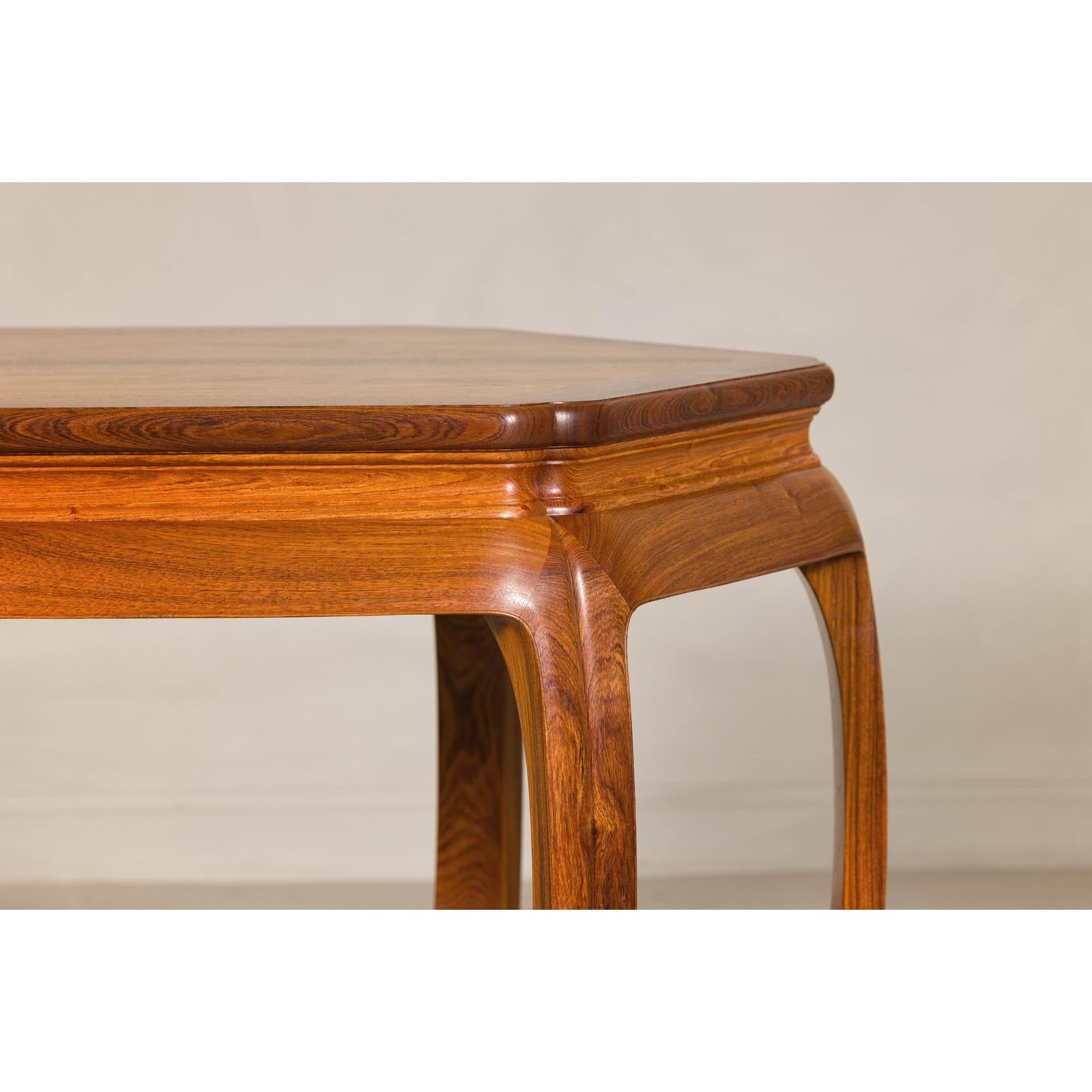 Hexagonal Elm Wood Center Table with Sculptural Open Frame Design