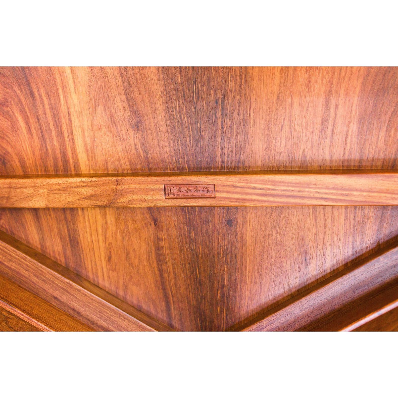 Hexagonal Elm Wood Center Table with Sculptural Open Frame Design