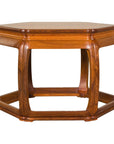 Hexagonal Elm Wood Center Table with Sculptural Open Frame Design