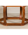 Hexagonal Elm Wood Center Table with Sculptural Open Frame Design