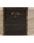 Antique Black and Gold Late Qing Dynasty Trunk with Curved Top and Brass Accents