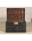 Qing Dynasty Elmwood Blanket Chest with Black Lacquer Finish and Brass Accents