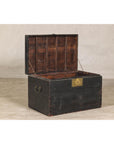 Qing Dynasty Elmwood Blanket Chest with Black Lacquer Finish and Brass Accents