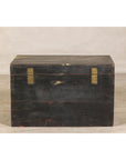 Qing Dynasty Elmwood Blanket Chest with Black Lacquer Finish and Brass Accents