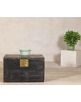 Qing Dynasty Elmwood Blanket Chest with Black Lacquer Finish and Brass Accents