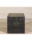 Qing Dynasty Elmwood Blanket Chest with Black Lacquer Finish and Brass Accents