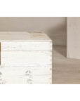 Vintage White Weathered Blanket Chest with Brass Hardware, Storage Piece