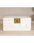 Vintage White Weathered Blanket Chest with Brass Hardware, Storage Piece
