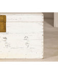 Vintage White Weathered Blanket Chest with Brass Hardware, Storage Piece