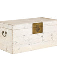 Vintage White Weathered Blanket Chest with Brass Hardware, Storage Piece