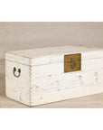 Vintage White Weathered Blanket Chest with Brass Hardware, Storage Piece