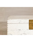 Vintage White Weathered Blanket Chest with Brass Hardware, Storage Piece