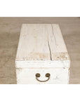 Vintage White Weathered Blanket Chest with Brass Hardware, Storage Piece