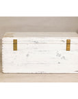 Vintage White Weathered Blanket Chest with Brass Hardware, Storage Piece