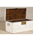 Vintage White Weathered Blanket Chest with Brass Hardware, Storage Piece