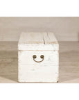 Vintage White Weathered Blanket Chest with Brass Hardware, Storage Piece