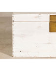 Midcentury Whitewashed Blanket Chest with Brass Hardware and Storage