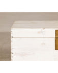 Midcentury Whitewashed Blanket Chest with Brass Hardware and Storage