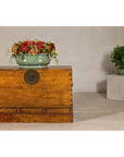 Large Late Qing Dynasty Elm Blanket Chest with Brass Hardware and Warm Patina