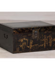 Hand-Painted Black and Gold Lacquer Trunk with Court Scene, Late Qing Dynasty