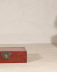 Late Qing Dynasty Red Lacquer Document Box with Gilt Floral Scrolling Motifs