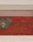 Late Qing Dynasty Red Lacquer Document Box with Gilt Floral Scrolling Motifs